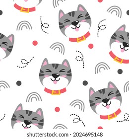 Cute grey cats pattern illustration design