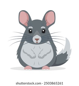 Cute grey Chinchilla icon. Fluffy pet chinchilla. Rodent animal. Vector illustration isolated on white background.