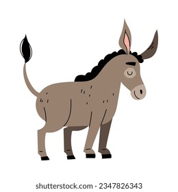 Cute Grey Donkey as Farm Animal Vector Illustration