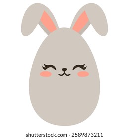 Cute grey Easter egg with bunny ears