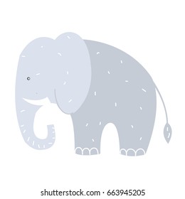 Cute  grey elephant. Vector illustration.