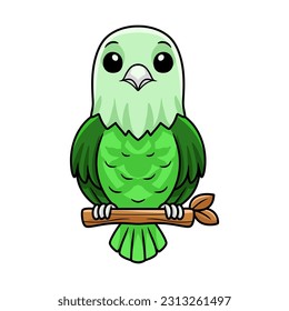 Cute grey headed love bird cartoon on tree branch