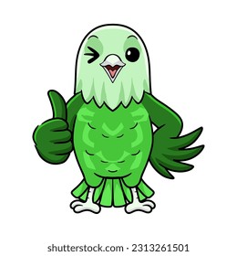 Cute grey headed love bird cartoon giving thumb up