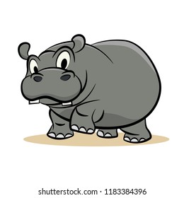 Cute Grey Hippo Vector Illustration Stock Vector (Royalty Free ...