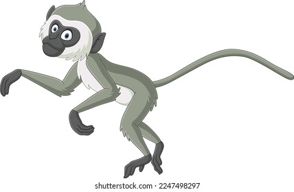 Cute Grey langur monkey cartoon