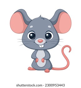 Cute grey mouse animal cartoon vector illustration