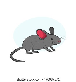 Cute Grey Mouse Illustration