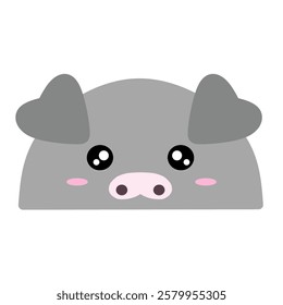 cute grey pig vector, cartoon pig face, easy and simple pig face drawing. Piggy vector design with cartoon style in isolated background