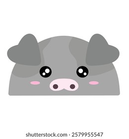 cute grey pig vector, cartoon pig face, easy and simple pig face drawing. Piggy vector design with cartoon style in isolated background