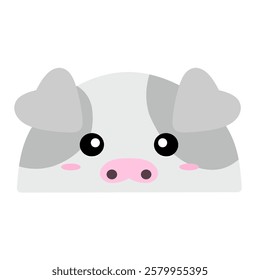 cute grey piggy vector, cartoon pig face, easy and simple pig face drawing. Piggy vector design with cartoon style in isolated background