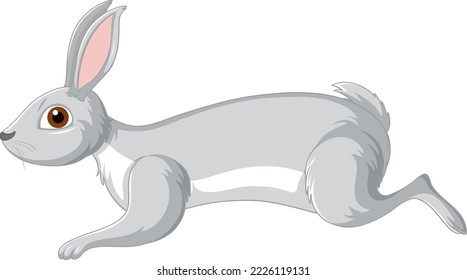 Cute grey rabbit cartoon character illustration