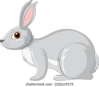 Cute grey rabbit cartoon character illustration
