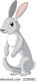 Cute grey rabbit cartoon character illustration