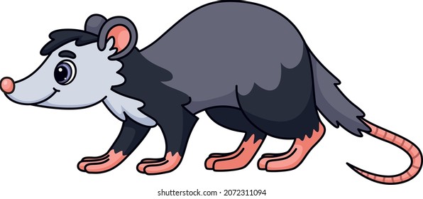 Cute grey rat. Funny mouse in cartoon style