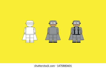 Cute grey robot superhero vector