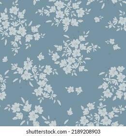 cute grey seamless floral vector small flowers leaves pattern on background