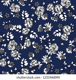 cute grey stock vector flowers pattern on grey background