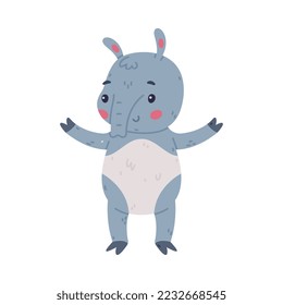 Cute Grey Tapir Animal with Proboscis Standing and Smiling Vector Illustration