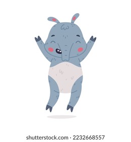 Cute Grey Tapir Animal with Proboscis Jumping with Joy Vector Illustration