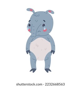 Cute Grey Tapir Animal with Proboscis Standing and Crying Vector Illustration