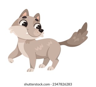 Cute Grey Wolf as Forest Animal Vector Illustration