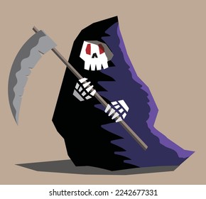 cute grim reaper with big cauldron