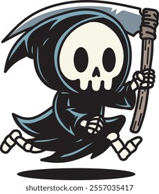 Cute grim reaper cartoon design art which can be used for your stuff
