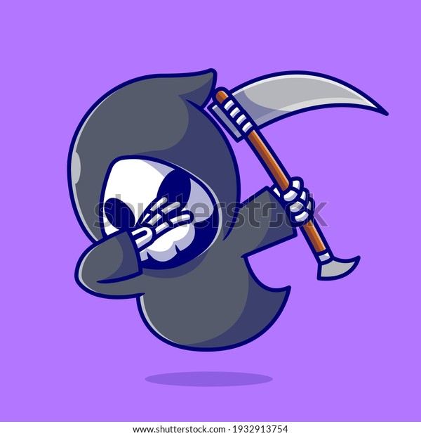 Cute Grim Reaper Dabbing Cartoon Vector Stock Vector (royalty Free 