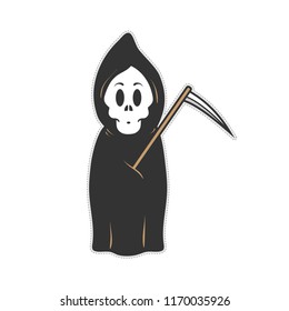 Cute grim reaper doodle cartoon vector stock.