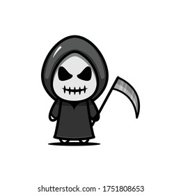 Cute grim reaper Halloween costume design illustration