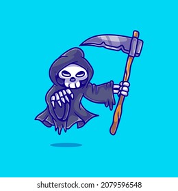 cute grim reaper illustration, suitable for a cute grim reaper t-shirt or mascot design