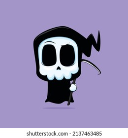 Cute Grim Reaper Mascot Vector Illustration