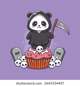 Piada de Ceifador Fantástico em um bolo de Halloween assustador