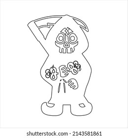 cute grim reaper  Pastel Goth coloring page |Pastel Goth color cute coloring page for Kids and Adult ,Horror coloring page for adult and kids