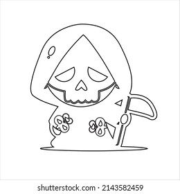 Cute Grim Reaper  Pastel Goth Coloring Page |Pastel Goth Color Cute Coloring Page For Kids And Adult ,Horror Coloring Page For Adult And Kids