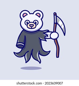 cute grim reaper polar bear tiger illustration