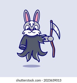 cute grim reaper rabbit illustration