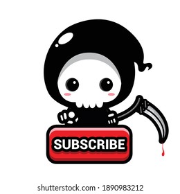 cute grim reaper with subscribe button