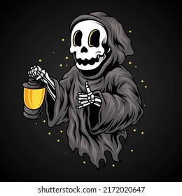 Cute grim reaper vector illustration