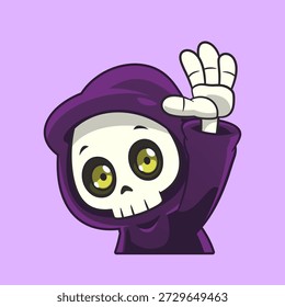 Cute Grim Reaper Waving Hallo