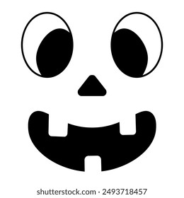 Cute grimace with teeth. Mask. Sketch. Vector illustration. Outline on isolated white background. Doodle style. Smiling facial expression. A funny look. Idea for web design.