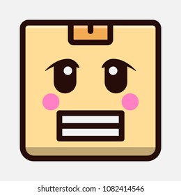 cute grimacing box emoticon isolated on white background. vector kawaii cartoon character design.