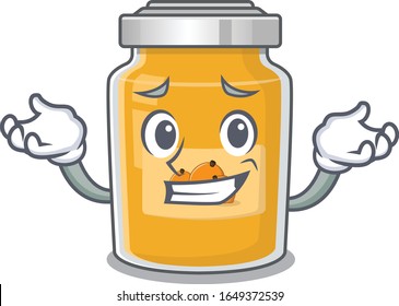 cute Grinning apricot in mascot cartoon style