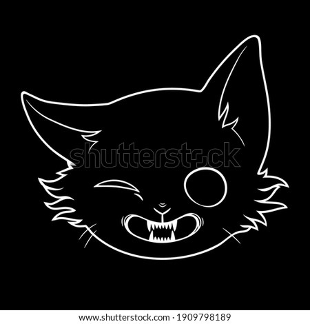 cute grinning black cat face