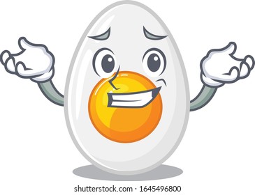 cute Grinning boiled egg mascot cartoon style
