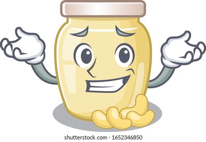 cute Grinning cashew butter mascot cartoon style