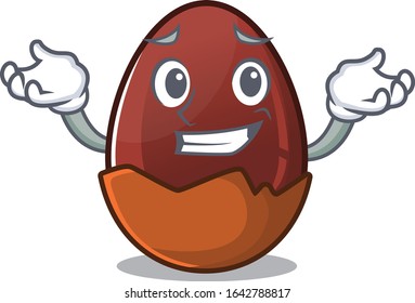 cute Grinning chocolate egg mascot cartoon style