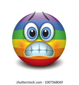 Cute grinning emoticon showing teeth, emoji, smiley - vector illustration