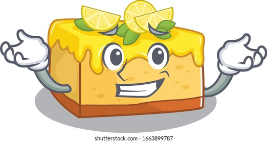 cute Grinning lemon cheesecake mascot cartoon style