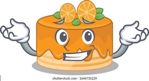 cute Grinning orange cake mascot cartoon style